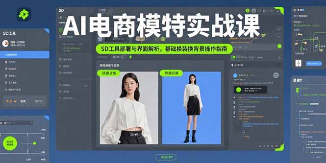 AI电商模特实战课，SD工具部署与界面解析，基础换装换背景操作指南-悟思笔记，一个低调的学习营。