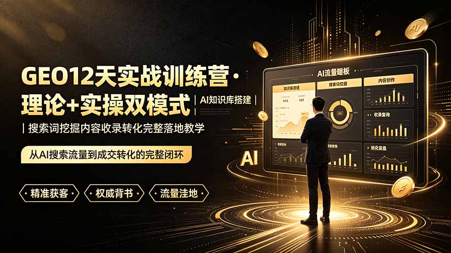 GEO12天实战训练营·理论+实操双模式｜AI知识库搭建｜搜索词挖掘内容收录转化完整落地教学-悟思笔记，一个低调的学习营。