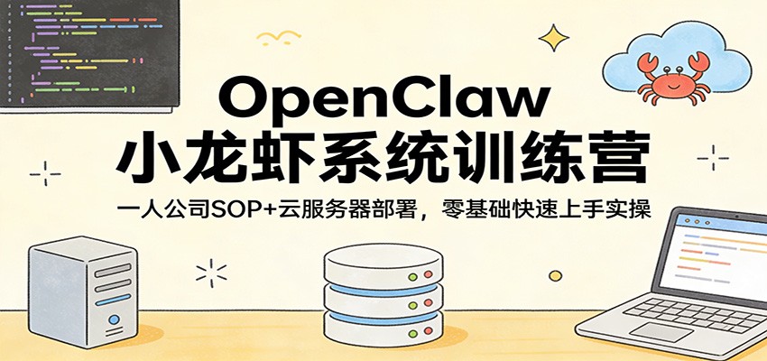 OpenClaw小龙虾系统训练营：一人公司SOP，云服务器部署，零基础快速上手实操-悟思笔记，一个低调的学习营。