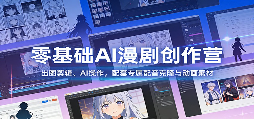 零基础AI漫剧创作营：出图剪辑、AI操作，配套专属配音克隆与动画素材-悟思笔记，一个低调的学习营。