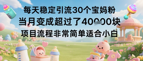 每天稳定引流30个宝妈粉当月变成超过了1W+项目流程非常简单适合小白-悟思笔记，一个低调的学习营。