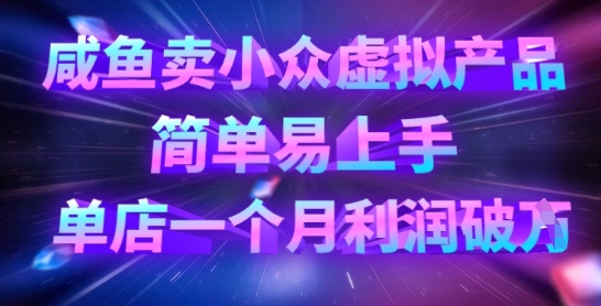 咸鱼卖小众虚拟产品，简单易上手，单店一个月利润破W-悟思笔记，一个低调的学习营。