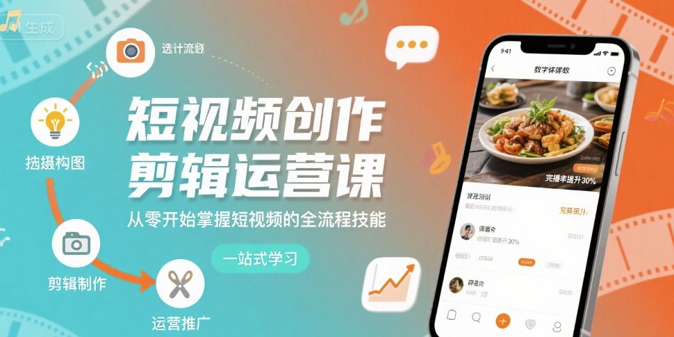 短视频创作剪辑运营课，从零开始掌握短视频的全流程技能-悟思笔记，一个低调的学习营。