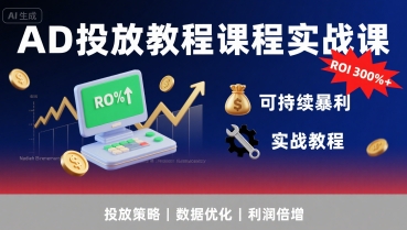 AD投放教程课程实战课，实现广告ROI300%+可持续暴利-悟思笔记，一个低调的学习营。