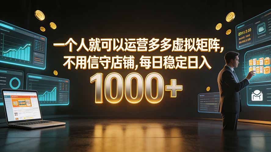 一个人就可以运营多多虚拟矩阵，不用值守店铺，每日稳定日入 1000+-悟思笔记，一个低调的学习营。
