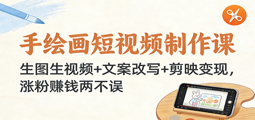 手绘画短视频制作课：生图生视频+文案改写+剪映变现，涨粉赚钱两不误-悟思笔记，一个低调的学习营。
