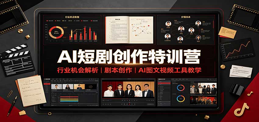 AI短剧创作特训营：行业机会解析，剧本创作，AI图文视频工具教学(文字版)-悟思笔记，一个低调的学习营。
