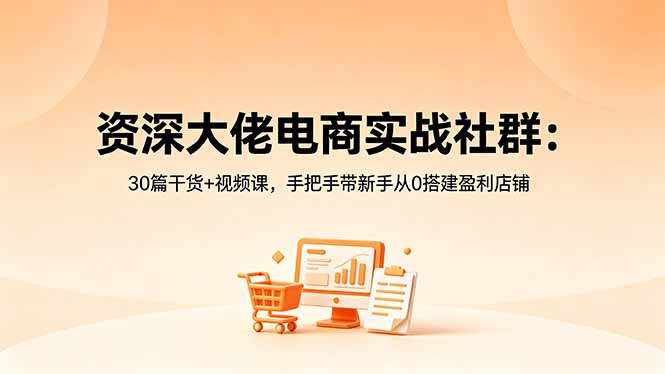 资深大佬电商实战社群：30篇干货+视频课，手把手带新手从0搭建盈利店铺-悟思笔记，一个低调的学习营。