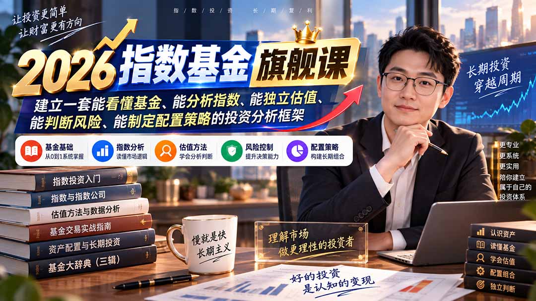 2026指数基金旗舰课｜建立一套能看懂基金、能分析指数、能独立估值、能判断风险、能制定配置策略的投资分析框架-悟思笔记，一个低调的学习营。