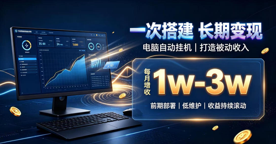 一份投入长期收益，电脑自动挂G类目，搭建被动收入每月增收1w-3w【揭秘】-悟思笔记，一个低调的学习营。