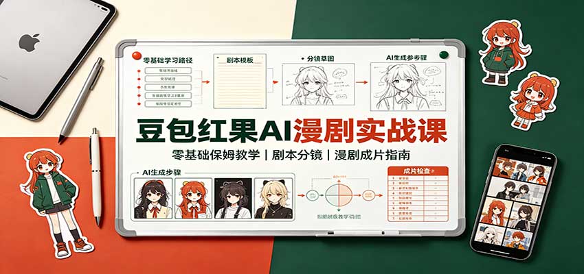 豆包红果AI漫剧实战课：零基础保姆教学，剧本分镜，漫剧成片指南-悟思笔记，一个低调的学习营。