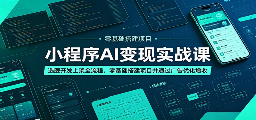 小程序AI变现实战课：选题开发上架全流程，零基础搭建项目并通过广告优化增收-悟思笔记，一个低调的学习营。