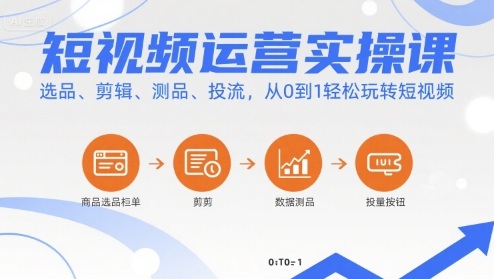 短视频运营实操课，选品、剪辑、测品、投流，从0到1轻松玩转短视频-悟思笔记，一个低调的学习营。