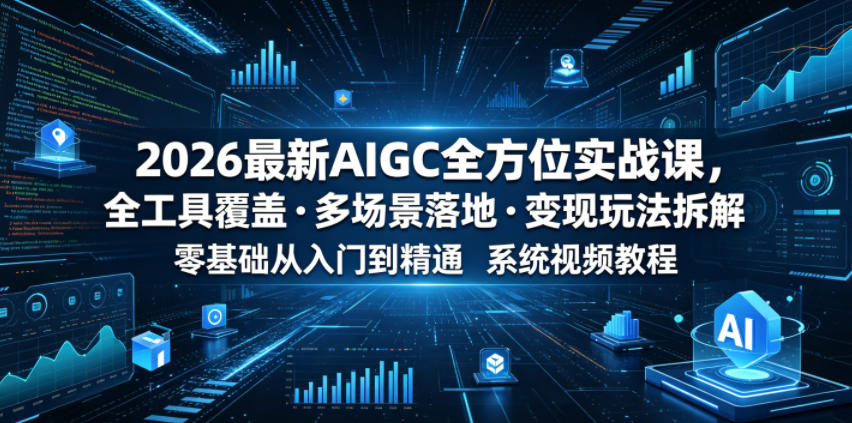 2026最新AIGC全方位实战课，全工具覆盖・多场景落地・变现玩法拆解，零基础从入门到精通系统视频教程-悟思笔记，一个低调的学习营。