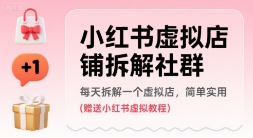 小红书虚拟店铺拆解社群，每天拆解一个虚拟店，简单实用(赠送小红书虚拟教程)-悟思笔记，一个低调的学习营。