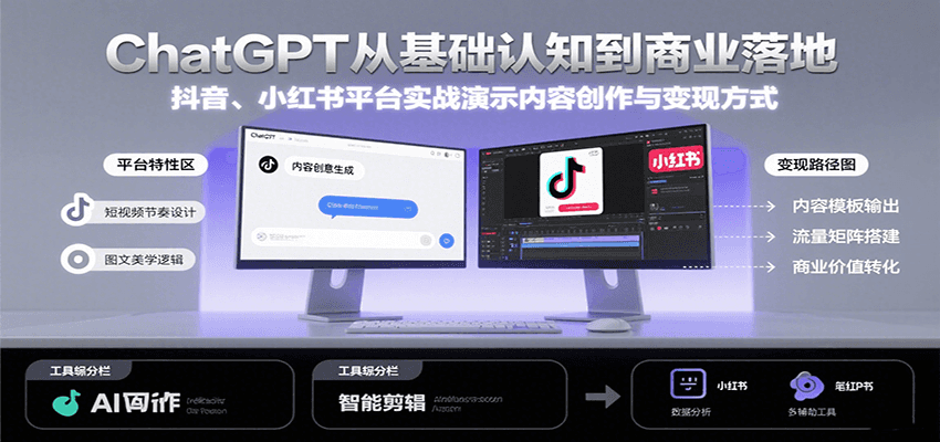 ChatGPT从基础认知到商业落地，实战演示抖音、小红书等平台的内容创作与变现-悟思笔记，一个低调的学习营。