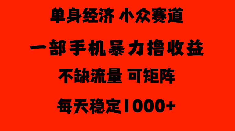 26年暴力单身经济，稳定日入500-1k，不缺流量，流量极大，冷门小众赛道，门槛低小白轻松上手【揭秘】-悟思笔记，一个低调的学习营。