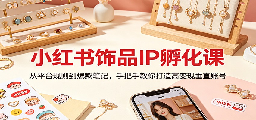 小红书饰品IP孵化课：从平台规则到爆款笔记，手把手教你打造高变现垂直账号-悟思笔记，一个低调的学习营。