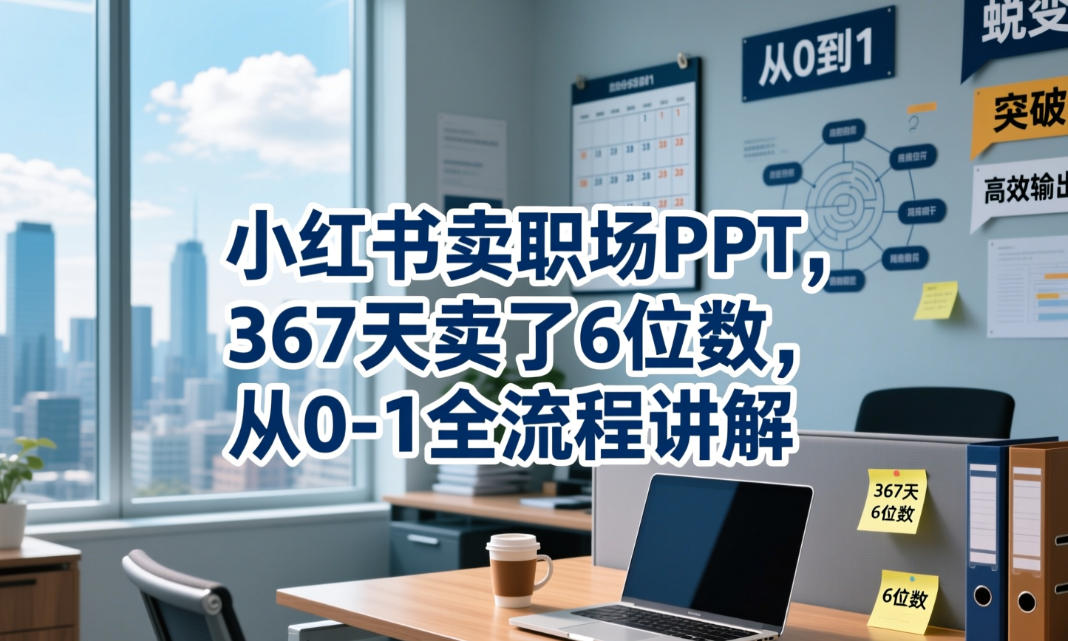 小红书卖职场PPT，367天卖了6位数，从0-1全流程讲解-悟思笔记，一个低调的学习营。