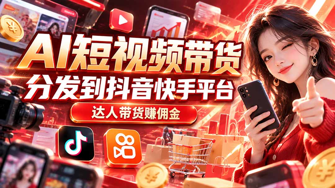 【AI短视频带货】分发到抖音快手平台，达人带货赚佣金-悟思笔记，一个低调的学习营。