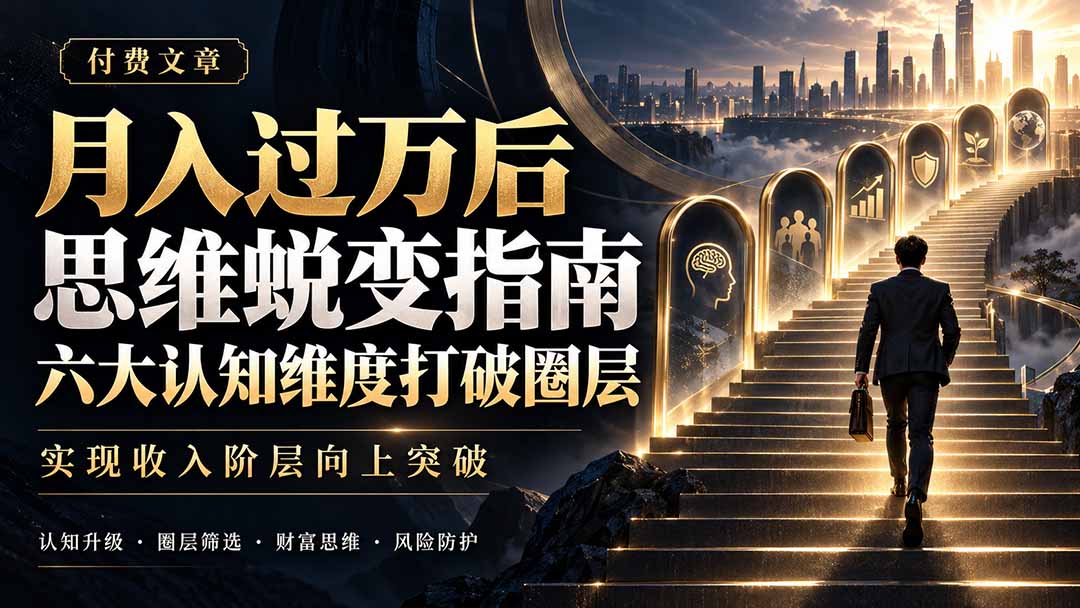 付费文章：月入过万后思维蜕变指南，六大认知维度打破圈层，实现收入阶层向上突破-悟思笔记，一个低调的学习营。
