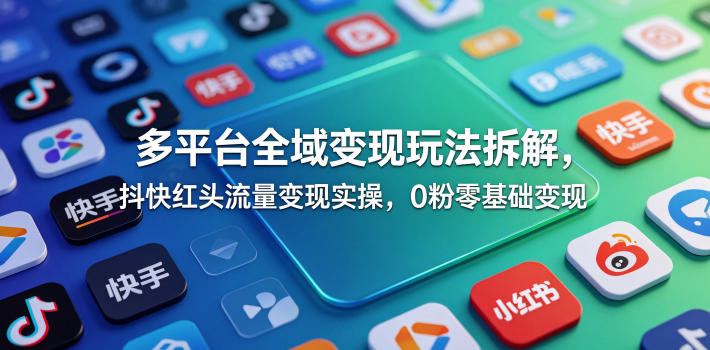 多平台全域变现玩法拆解，抖快红头流量变现实操，0粉零基础变现-悟思笔记，一个低调的学习营。