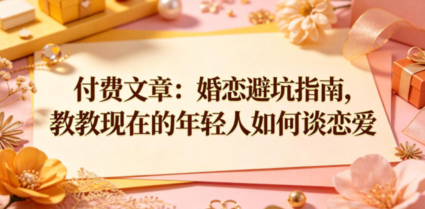 付费文章：婚恋避坑指南，教教现在的年轻人如何谈恋爱-悟思笔记，一个低调的学习营。