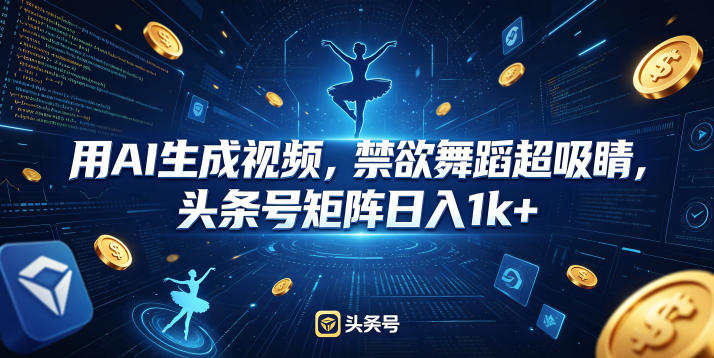 用AI生成视频，禁欲舞蹈超吸睛，头条号矩阵日入1k+-悟思笔记，一个低调的学习营。