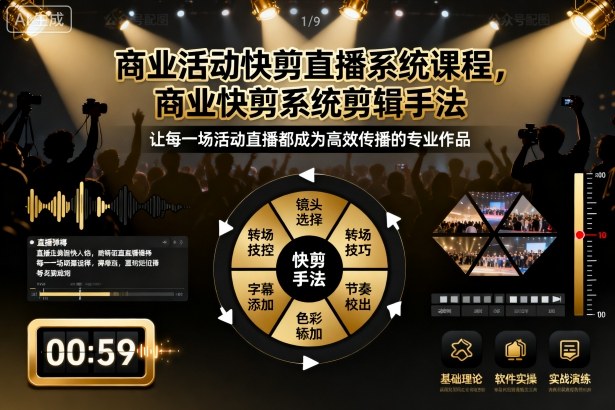 商业活动快剪直播系统课程，商业快剪系统剪辑手法-悟思笔记，一个低调的学习营。
