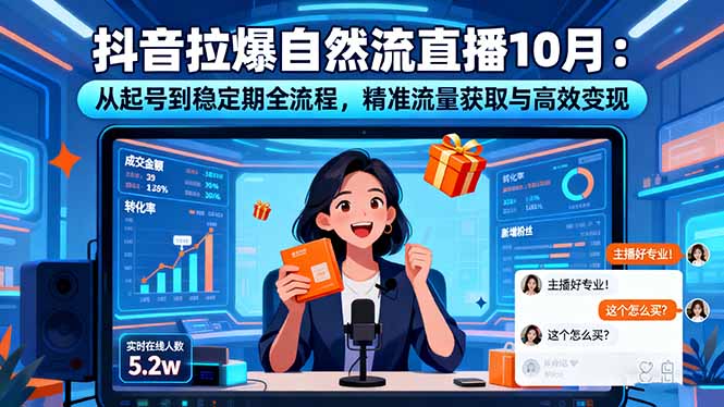 抖音拉爆自然流直播10月：从起号到稳定期全流程，精准流量获取与高效变现-悟思笔记，一个低调的学习营。