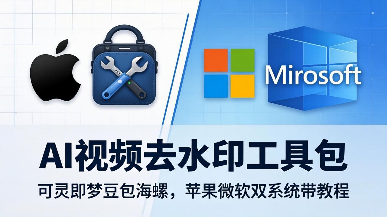 AI视频去水印工具包：可灵即梦豆包海螺，苹果微软双系统带教程-悟思笔记，一个低调的学习营。