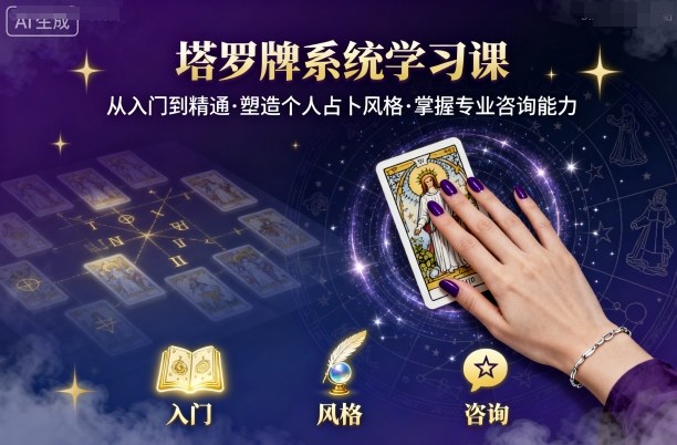 塔罗牌系统学习课，助你从入门到精通，塑造个人占卜风格，掌握专业咨询能力-悟思笔记，一个低调的学习营。