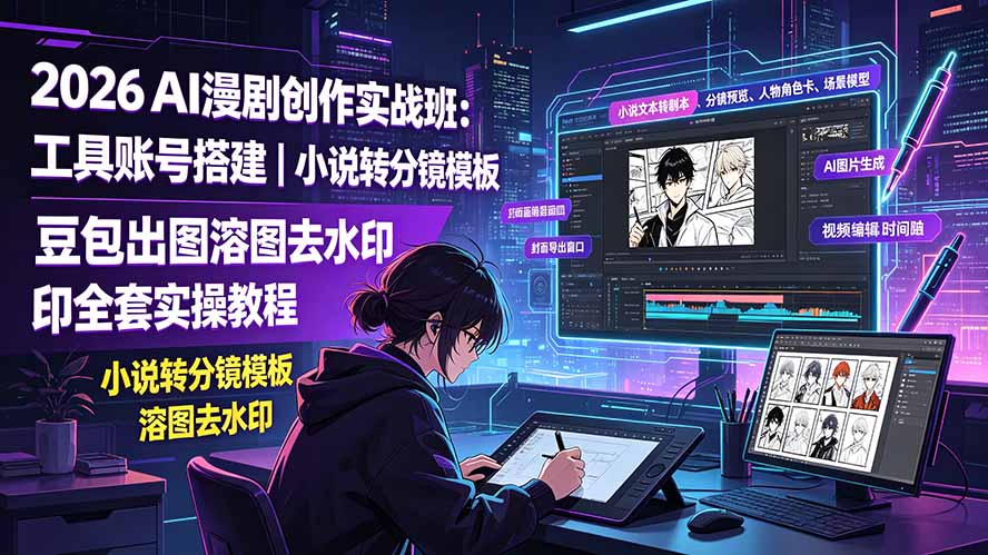 2026AI漫剧创作实战班：工具账号搭建｜小说转分镜模板｜豆包出图溶图去水印全套实操教程-悟思笔记，一个低调的学习营。