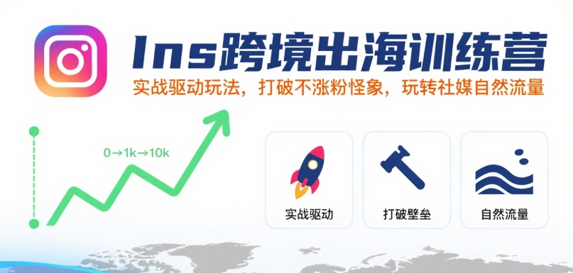 Ins跨境出海训练营，实战驱动玩法，打破不涨粉怪象，玩转社媒自然流量-悟思笔记，一个低调的学习营。