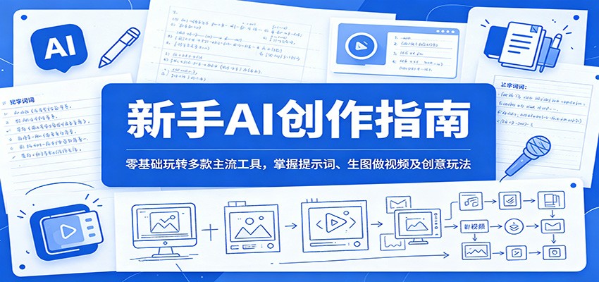新手AI创作指南：零基础玩转多款主流工具，掌握提示词、生图做视频及创意玩法-悟思笔记，一个低调的学习营。