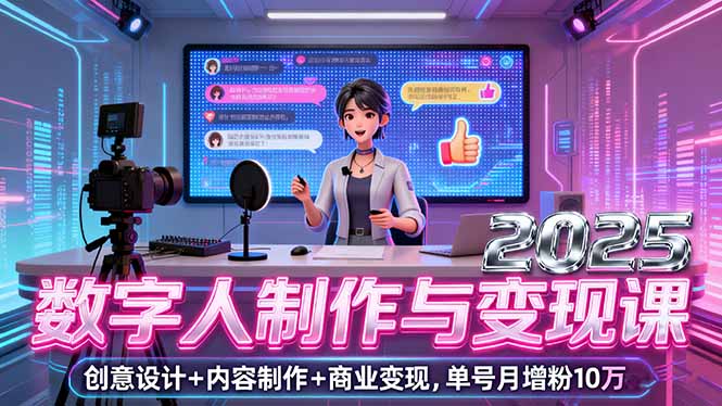 2025数字人制作与变现课，创意设计+内容制作+商业变现，单号月增粉10万+-悟思笔记，一个低调的学习营。