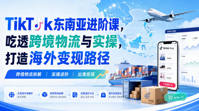 TikTok东南亚进阶课，吃透跨境物流与实操，打造海外变现路径-悟思笔记，一个低调的学习营。
