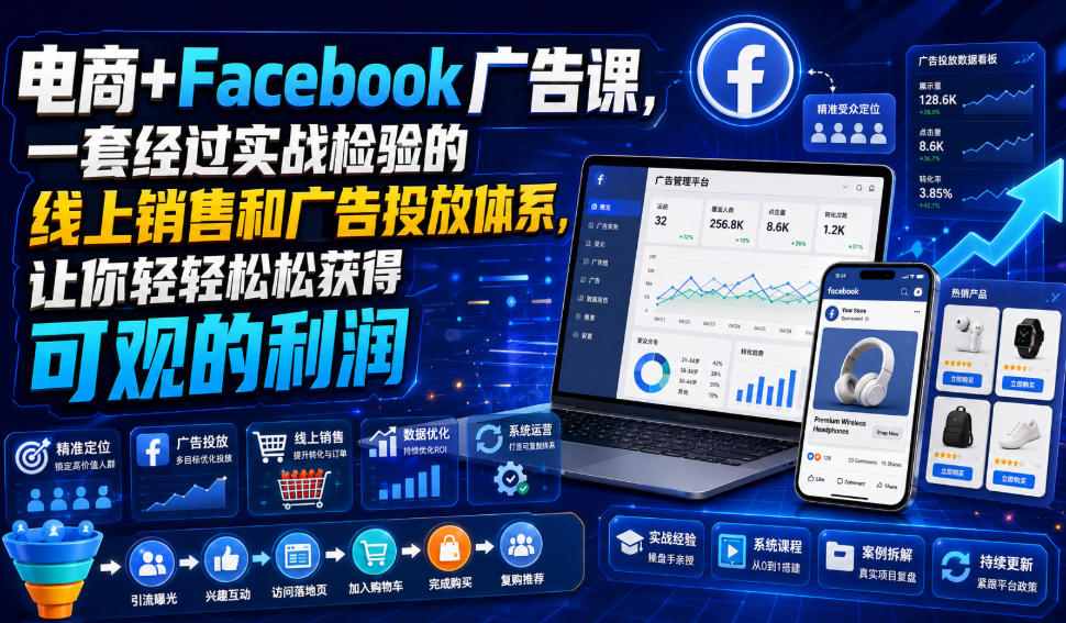 电商+Facebook广告课，一套经过实战检验的线上销售和广告投放体系，让你轻轻松松获得可观的利润【原创双语字幕】-悟思笔记，一个低调的学习营。