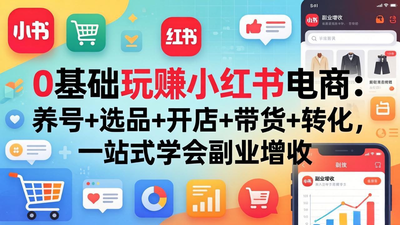 0基础玩赚小红书电商：养号+选品+开店+带货+转化，一站式学会副业增收-悟思笔记，一个低调的学习营。