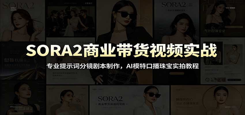 SORA2商业带货视频实战：专业提示词分镜剧本制作，AI模特口播珠宝实拍教程-悟思笔记，一个低调的学习营。