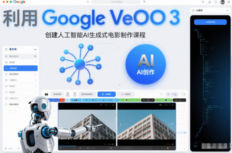利l用Google Veo 3创建人工智能AI生成式电影制作课程，使用人工智能的力量创建令人惊叹的视频-悟思笔记，一个低调的学习营。