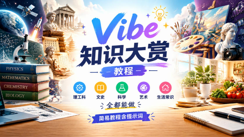 Vibe知识大赏教程，理工科、文史、科学、艺术、生活常识全都能做，简易教程含提示词(更新1025)-悟思笔记，一个低调的学习营。