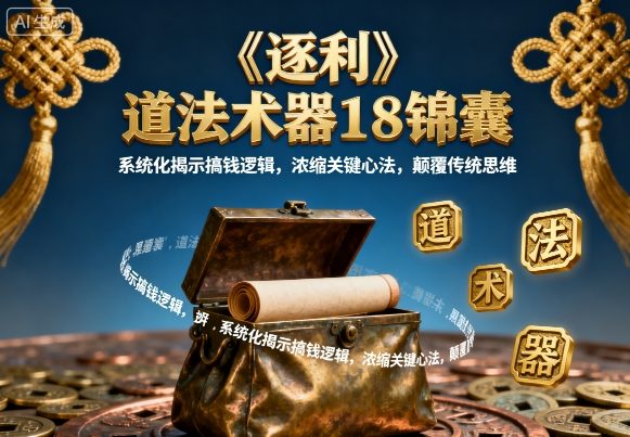 《逐利》道法术器18锦囊，系统化揭示搞钱逻辑，浓缩关键心法，颠覆传统思维-悟思笔记，一个低调的学习营。