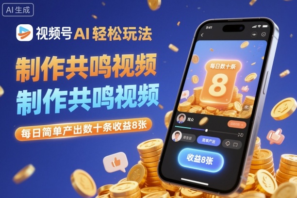 视频号AI轻松玩法，制作共鸣视频，每日简单产出数十条收益8张-悟思笔记，一个低调的学习营。