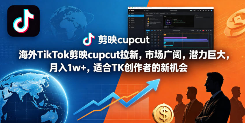 海外TikTok剪映cupcut拉新，市场广阔，潜力巨大，月入1w+，适合TK创作者的新机会-悟思笔记，一个低调的学习营。