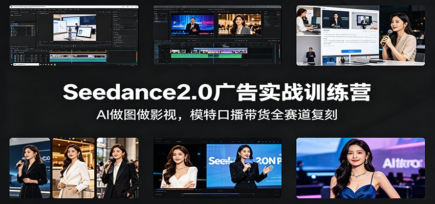 Seedance2.0广告实战训练营：AI做图做影视，模特口播带货全赛道复刻-悟思笔记，一个低调的学习营。