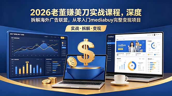 2026老董赚美刀实战课程，深度拆解海外广告联盟，从零入门mediabuy完整变现项目-悟思笔记，一个低调的学习营。