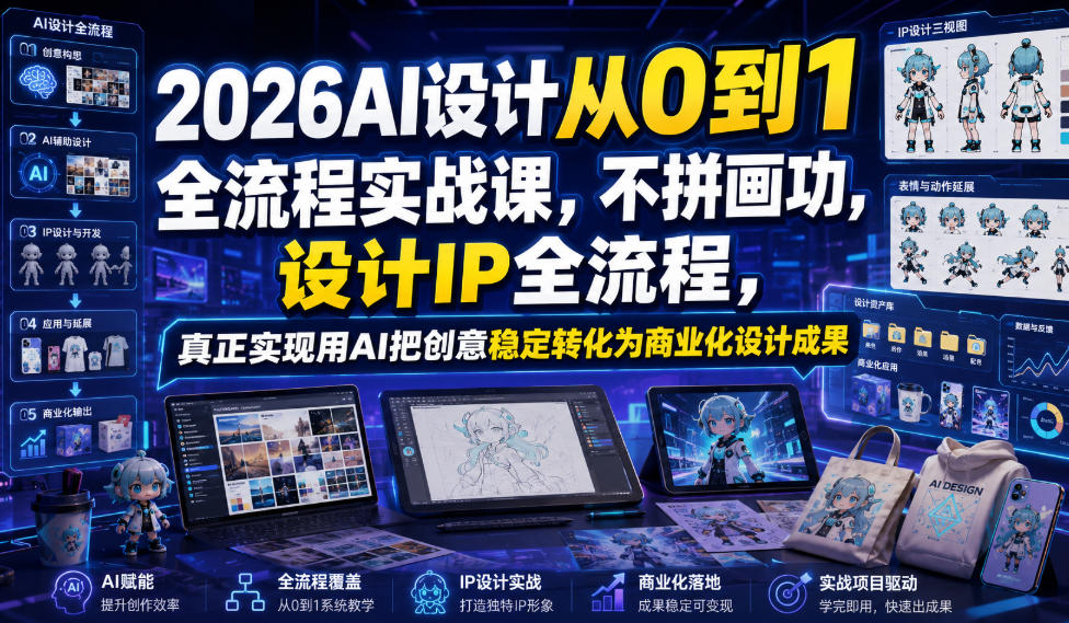 2026AI设计从0到1全流程实战课，不拼画功，设计IP全流程，真正实现用AI把创意稳定转化为商业化设计成果-悟思笔记，一个低调的学习营。