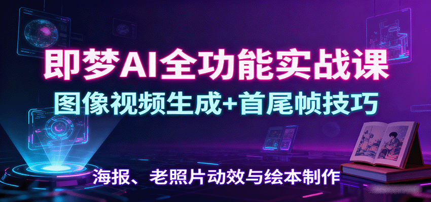 即梦AI全功能实战课：图像视频生成+首尾帧技巧，海报、老照片动效与绘本制作-悟思笔记，一个低调的学习营。