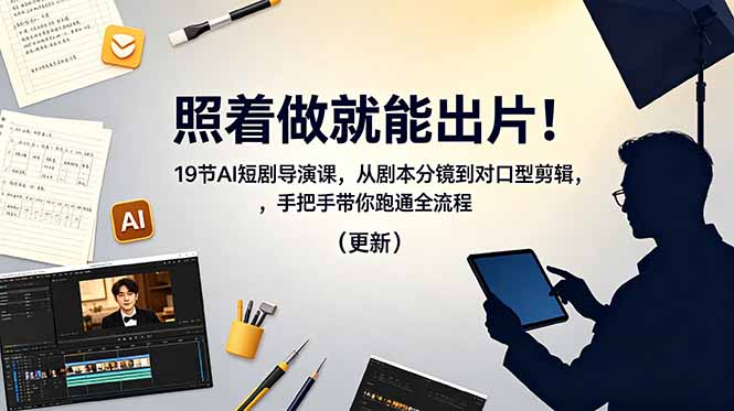 照着做就能出片！19节AI短剧导演课，从剧本分镜到对口型剪辑，手把手带你跑通全流程(更新-悟思笔记，一个低调的学习营。